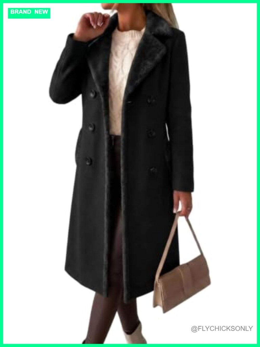 Wool Long Peacoat Double Breasted Notch Lapel Winter Coat